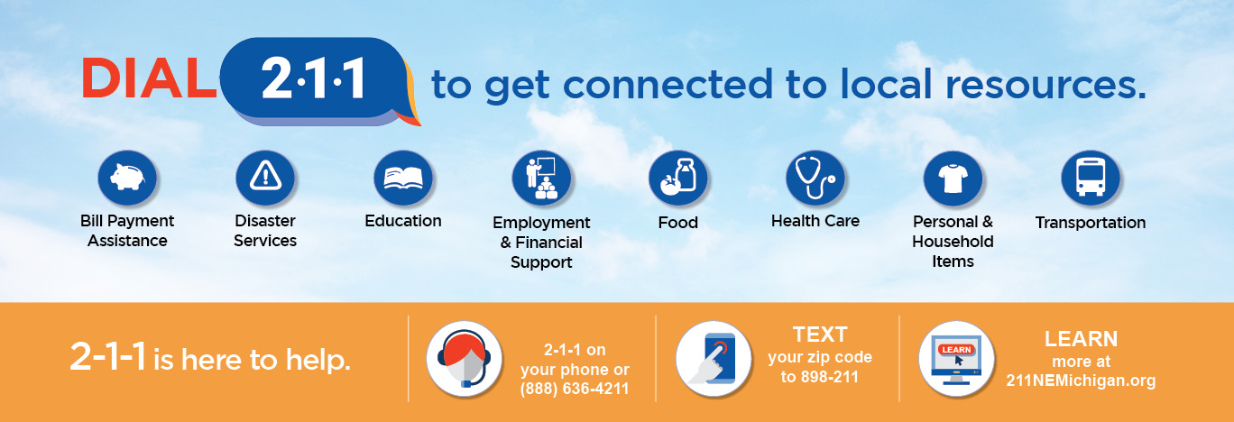 Dial 2-1-1 to get connected to local resources.